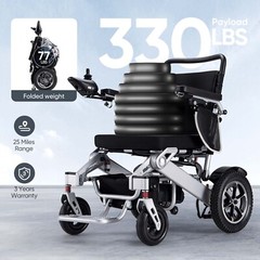 Intelligent Lightweight Foldable Electric Wheelchair All Terrain 25 Miles Range