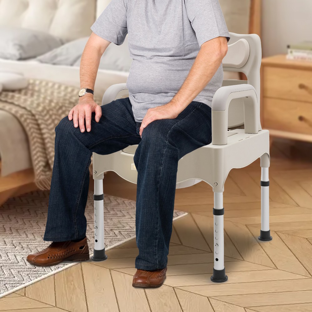 Heavy-Duty Adjustable Commode Chair 250 kg Capacity for Adults & Seniors