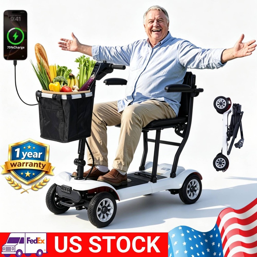 39.7Lb Ultra-Lightweight 4-Wheel Mobility Scooter – Portable & Foldable Scooter