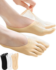 6 Pairs Bunion Relief Socks with Toe Separators Low Cut Compression Five Finger