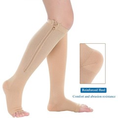 1/3x Zip-Up Compression Socks 15-20mmHg Open Toe With Zipper Pain Relief Unisex