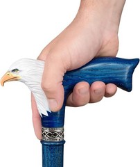 Hand-Painted Wooden Carved Walking Cane for Men – Bald Eagle – Unique Wood Ca…