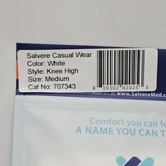 Salvere Sz M Unisex Knee High Compression Socks White Casual Wear 20-30 MmHg