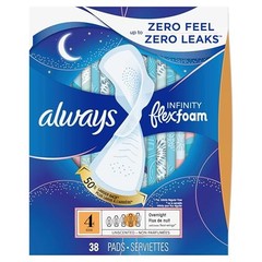 Always Infinity Feminine Pads for Women, Flexfoam with Wings, Size 4