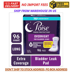 Poise Overnight Incontinence & Postpartum Pads for Bladder Leaks, 8 Drop Extra
