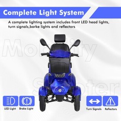 Heavy Duty 4-Wheel Mobility Scooters 31 Miles 3-Speed 800W 500lbs Capacity