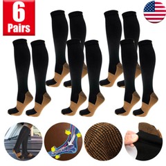 Copper Compression Socks 20-30mmHg Graduated Support Mens Womens S-XXL 6 Pairs