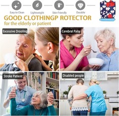 Waterproof Adult Bib for Elderly – Reusable & Adjustable with Crumb Catcher