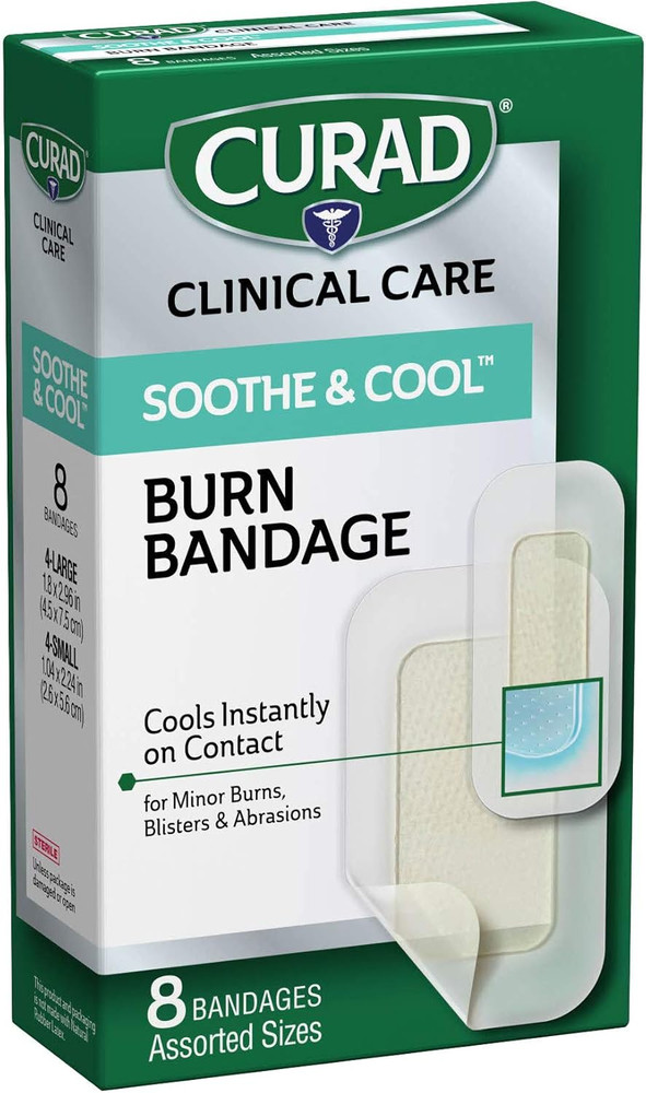 Soothe & Cool Burn Bandages, Instant Cooling, Assorted Sizes, 8 Count