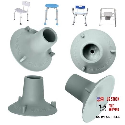 Shower Chair Replacement Feet 4-Pack: 28.6cm Non-Slip Suction 1-1/8” I.D Grey