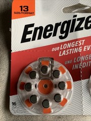 NEW Energizer Size 13 HearingAid Batteries, Free Ship,16 Zinc Batteries 0Mercury