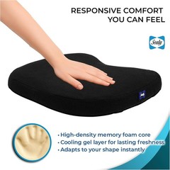 Slim Fit Memory Foam Office Chair Cushion with Cooling Gel for Tailbone Relief