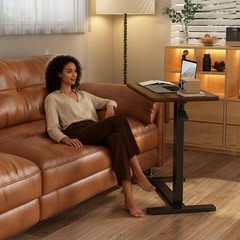 Overbed Bedside Table with Wheels Hospital Bedside Desk,Brown