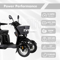 4 Wheels Senior Travel Electric Mobility Scooter 800W Motor 500lbs 31miles