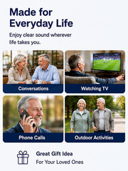 Rechargeable Hearing Aids for Seniors, 16-Channel DSP Noise Reduction, Clear