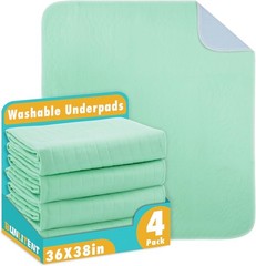 Washable Underpads 36″ x 38″ 4 Pack – Heavy Absorbency Reusable Bedwetting In…