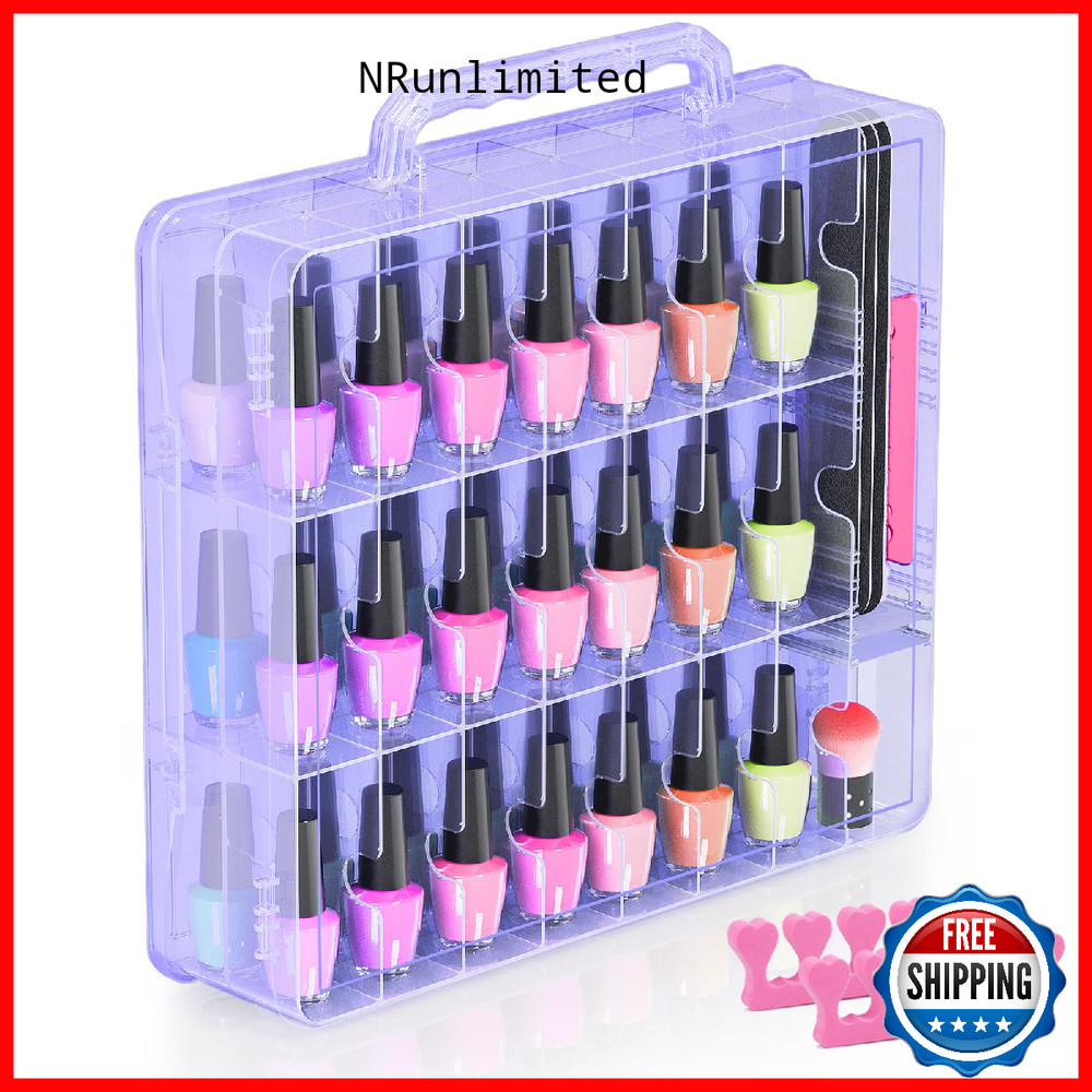 Beloving Nail Polish Organizer Case For 48 Bottles Nail Polish Holder