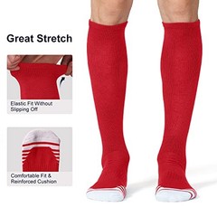 2/3 Pack Baseball Soccer Softball Socks for Kids Youth Men Small Red (2 Pack)