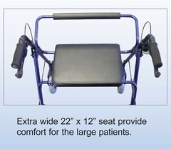 BLUE 22″ Wide Seat Heavy Duty Rollator Walker, 380 Lb Capacity, Folding