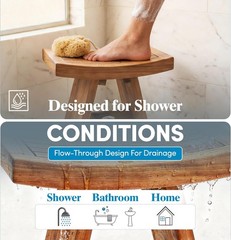 18″ Asia Teak Shower Bench – Durable Water Resistant Shower Chair
