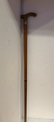 Vintage Wood & Solid Brass Derby Scroll Cane Walking Stick 35″ # 7196