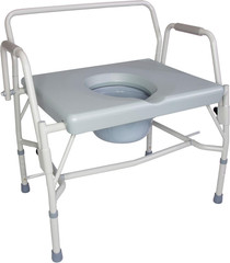 Drop Arm Portable Toilet Commode, Extra-Wide Seat, 500 Pound Weight Capacity, Bu
