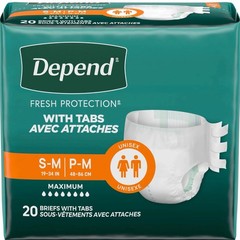 Depend Fresh Protection Incontinence Pants with Tabs Maximum Absorbency S-M 20