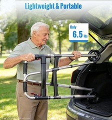 Lightweight Foldable Walker for Seniors, One-Hand Folding, 8 Height Adjustments,