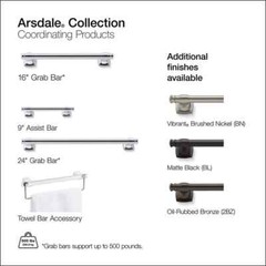 KOHLER Arsdale 16 in. Grab Bar in Vibrant Brushed Nickel K-R27238-BN