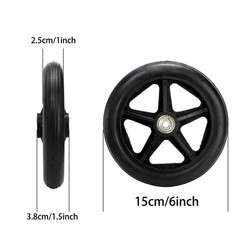 4PCS 6 Inch Front Wheel Solid Caster For Wheelchair & Rollator Walker
