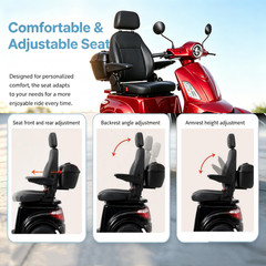 Heavy Duty 1000W 4-Wheel Electric Mobility Scooter 60V 3-Speed 500lbs Load Red