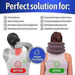 Cervical Neck Relief Traction Pillow Brace Collar Support Stretcher Inflatable