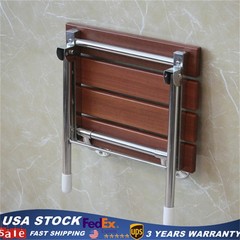 14.9″x12.2″ Folding Shower Seat – Wall Mounted – Solid Wood Fold Down Spa Bench.