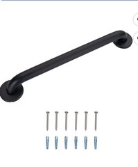 ADA Compliant Non-Slip Straight Shower Grab Bar Black Stainless Steel 20.87 in
