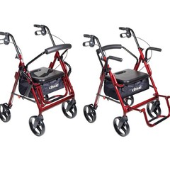 drive Duet Transport Chair Rollator Walker 300 lbs. Aluminum Burgundy 795BU