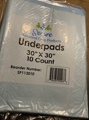 Secure Personal Care Underpads 30 x 30 Inch 10 Count