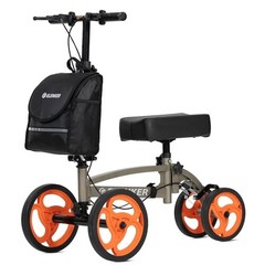 ELENKER Steerable Knee Scooter, Basket, Dual Braking System – Champagne/Black