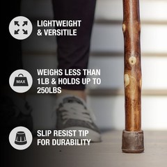 Brazos Free Form Maple Walking Stick, Handcrafted Wooden Staff, Lightweight and