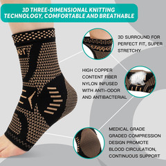 Ankle Brace for Women & Men, Ankle Compression Sleeve Support Copper Infused Ank