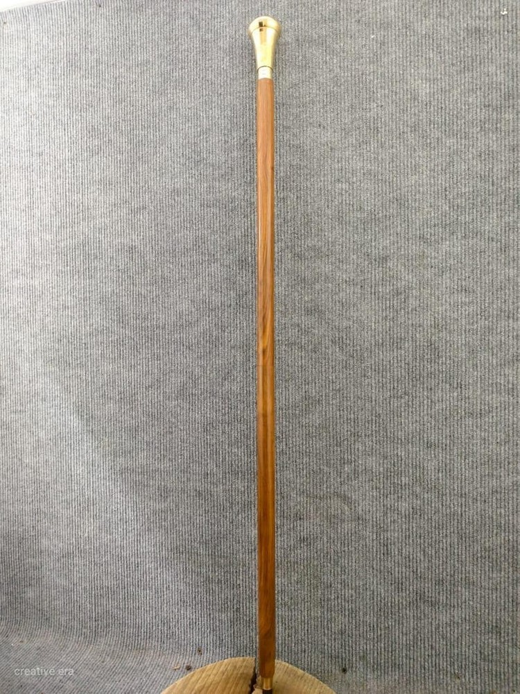 Brass Antique Designer Ball Head Handle Wooden Vintage Walking Cane Style Stick