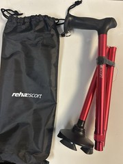 Rehand Walking Cane All Terrain Pivot Quad Folds Adjustable 31″-38″ Lightweight