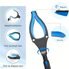 32″ Foldable Grabber Reacher Tool 2-Pack, 360° Rotating Jaw, Magnetic Tip, Heavy