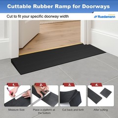 Ruedamann 3300 lbs Threshold Ramps for Doorways, 1.6″ Rise, Linear Groove