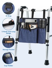 Walker Bag with Cup Holder for Folding Walker, Premium Waterproof Pouch for Walk
