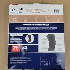 Copper Fit Elite Compression Knee Sleeve 2 Pk S/M 12-16” Airflow NEW Open BOX