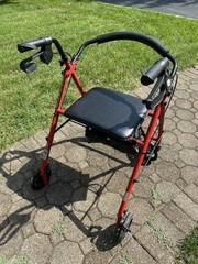Drive 4-Wheel Rollator Walker Red/Black Padded Seat, Backrest, Handbrakes