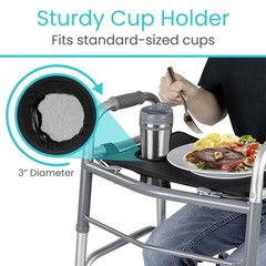 Vive Walker Tray for Folding – (w/Cup Holder) – Adult Mobility Black