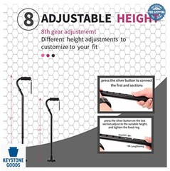 Adjustable Folding Walking Cane for Seniors Black Aluminum 29 to 37 Inch Heavy