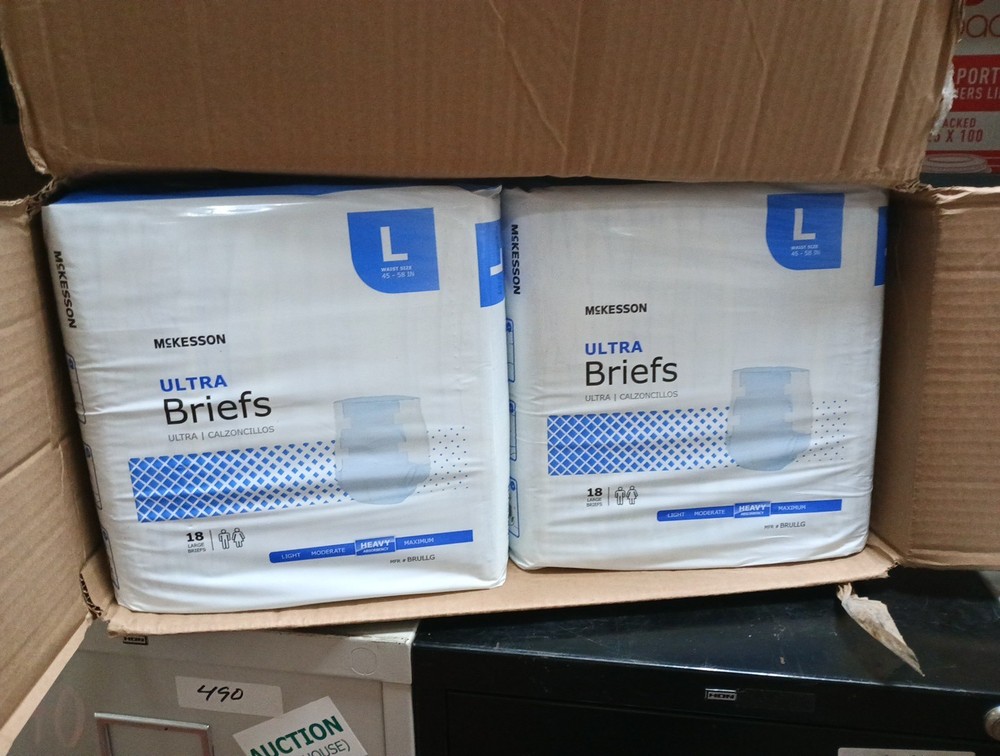 Case Of 4, 18×4=72 Ct. McKesson Ultra Briefs Large Heavy Absorbency 480
