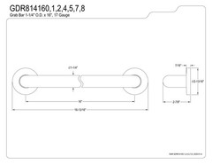 Kingston Brass Gdr814162 Silver Sage 16-Inch X 1-1/4-Inch Od Grab Bar Polished